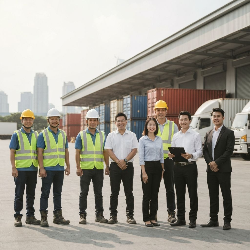 Alpha Cargo logistics — warehouse, delivery truck, and global shipping network